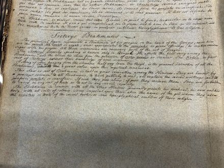 Text describing "Sroterys_Brahmans" with words crossed out and underlined.