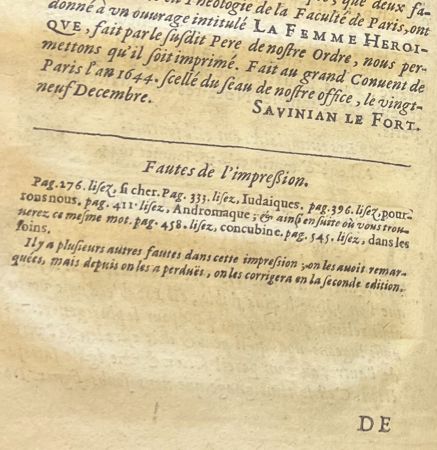 Errata List in Volume I of La Femme Heroique