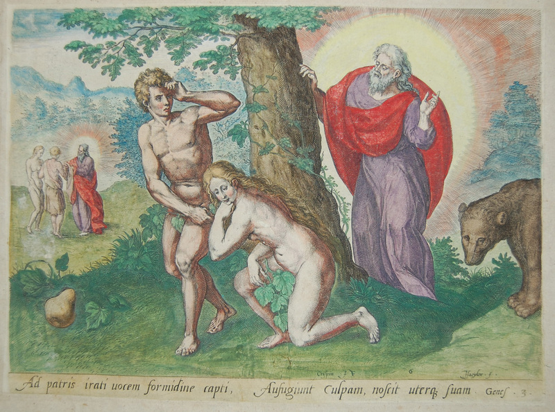 Adam and Eve discovering they are naked